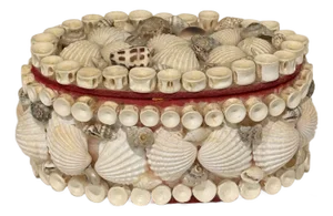 Vintage Palm Beach Style Oval Encrusted Shell Box