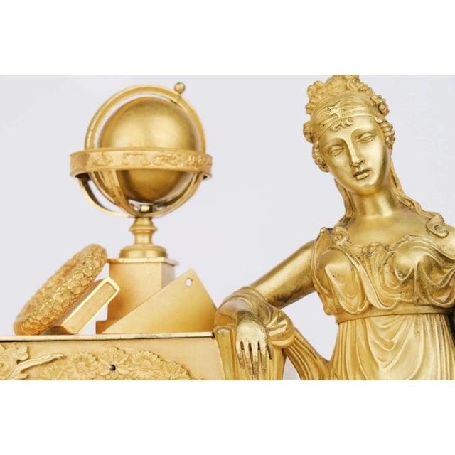 19th Century 19th Century French Empire Gilt Bronze Mantel Clock For Sale - Image 5 of 10