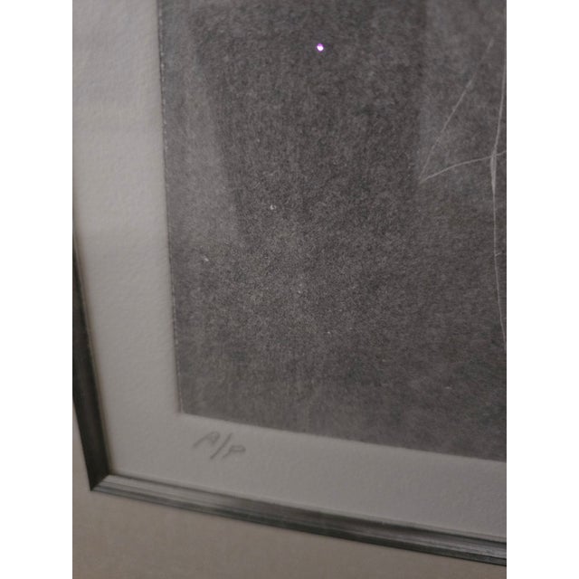 Dove Gray Mid Century Artist Proof Triple Signed Abstract Etching For Sale - Image 8 of 12