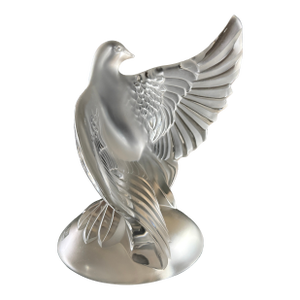 1990s Lalique ‘Dea’ Dove Large Sculpture French Crystal Sculpture France Signed