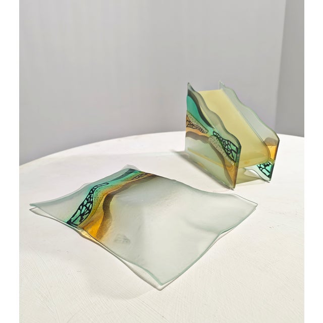 Murano Glass Vase and Centerpiece by Mario Bizzotti, Italy, 1980s, Set of 2 For Sale - Image 14 of 15