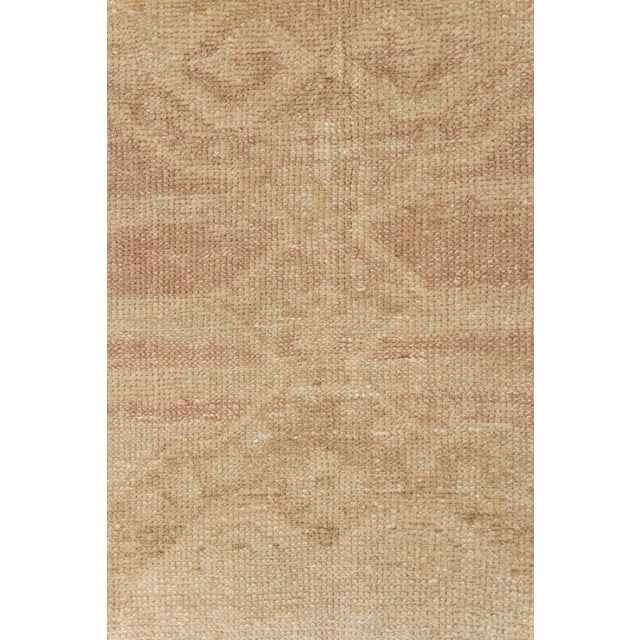 Vintage Circa 1940 Tan Turkish Oushak Hand Knotted Wool Runner 3ft 7in X 12ft 9in For Sale - Image 9 of 14