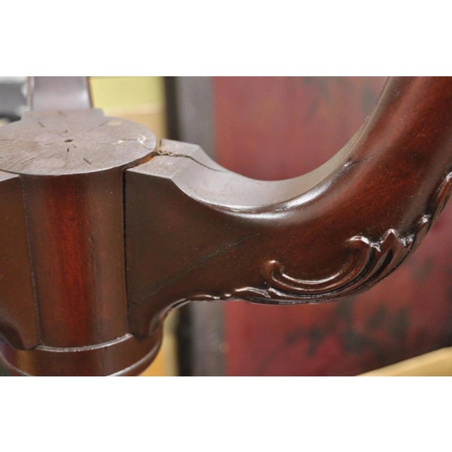 Vintage Crotch Mahogany Chippendale Style Pie Crust Pedestal Side Tea Table For Sale - Image 9 of 12