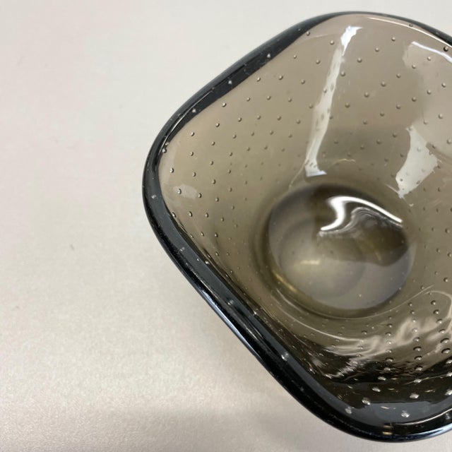 Green Glass Bullicante Bowl or Ashtray attributed to Venini, Italy, 1970s For Sale - Image 11 of 18