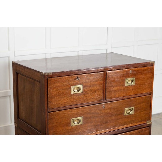 Brown English Mahogany Campaign Chest, 19th Century For Sale - Image 8 of 17