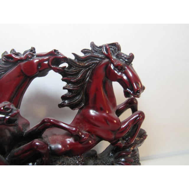 Mid 20th Century Vintage Red Resin Figure Running Horses For Sale - Image 5 of 15