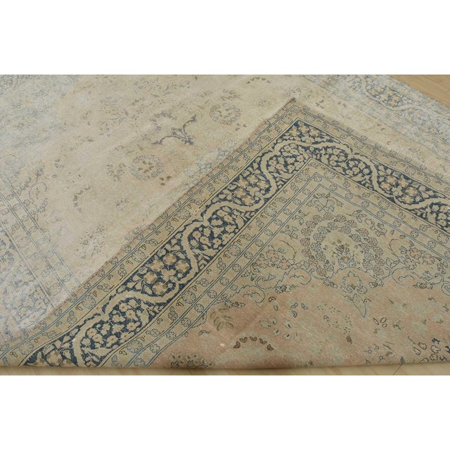 Kerman Rug 8’7” X 12’11” Pink Wool Vintage Distressed Hand-Knotted Carpet For Sale - Image 14 of 15