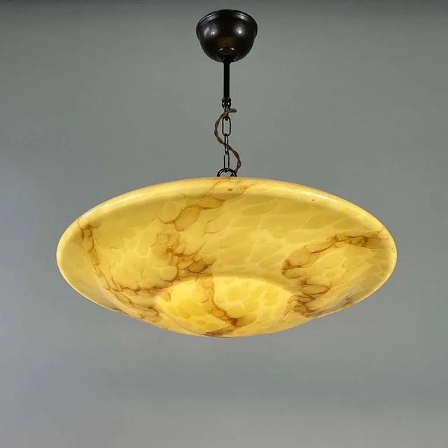 Marbled Opaline and Burnished Brass Pendant, Germany, 1930s For Sale - Image 14 of 17