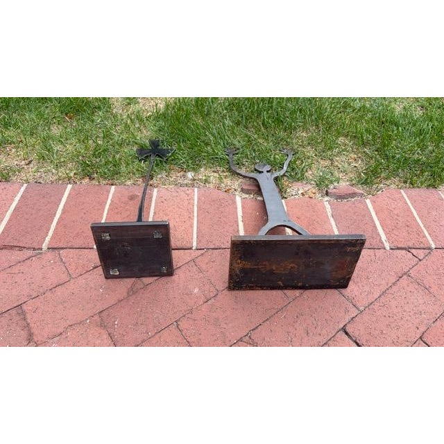 Black Pair of Brutalist Welded Steel Figural Sculptures, American, Circa 1970s For Sale - Image 8 of 9