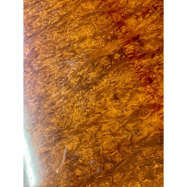 Late 20th Century Century Furniture Traditional Burl Wood and Mahogany Pedestal Drum Table For Sale - Image 13 of 15