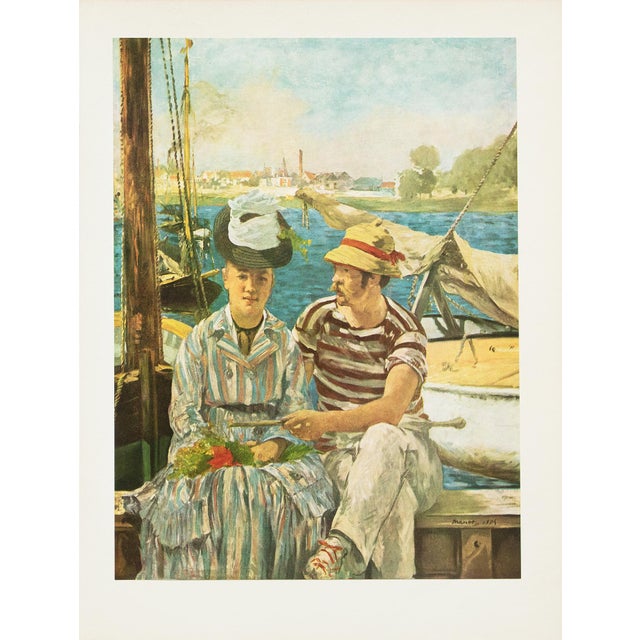 An excellent reproduction full-color print after painting "Boating at Argnteuil" (1874) by Manet. Comes from an art folio...