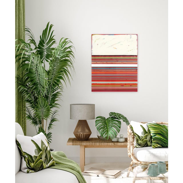 Red Fuego 12 - Minimalist Vibrant Colorful Striped Modern Abstract Acrylic Resin Original Artwork by Ricky Hunt For Sale - Image 8 of 9