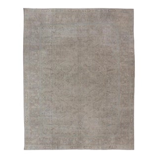 Antique Turkish Oushak Rug in Mist Blue, and Soft Grey Tones 9'10 X 13'10 For Sale