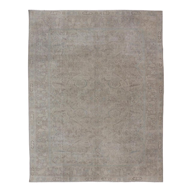 Antique Turkish Oushak Rug in Mist Blue, and Soft Grey Tones 9'10 X 13'10 For Sale