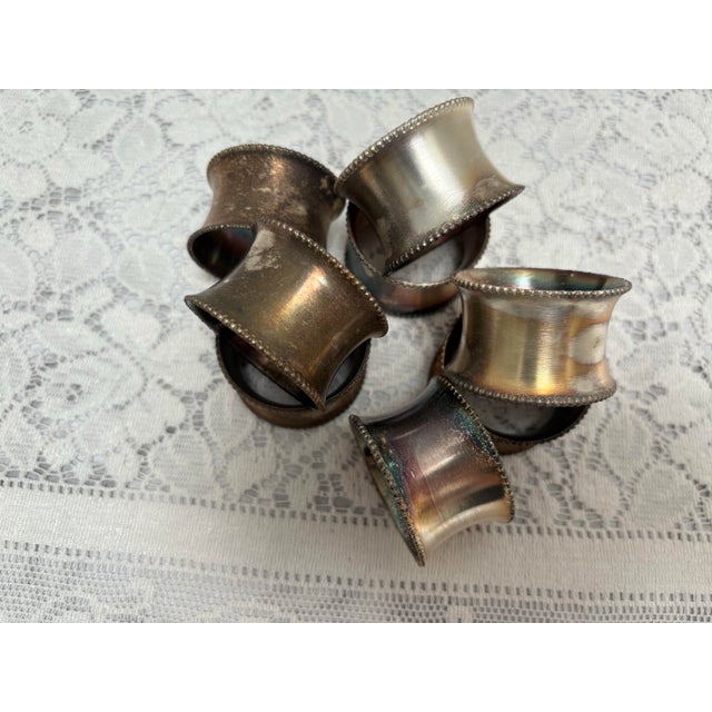 Vintage Midcentury Silver Napkin Rings, Set of Eight For Sale - Image 4 of 6
