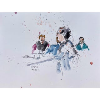 Untitled 14 by Clyde Steadman | Watercolor on paper depicting figures at a table. For Sale
