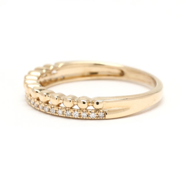 Beaded 2 Row Band Ring, 14k Yellow Gold, Ring Size 6 For Sale - Image 4 of 6