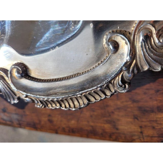 Vintage Silver Metal Tray For Sale - Image 15 of 17