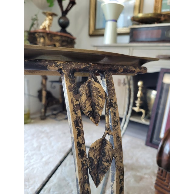 Hollywood Regency Brass, Glass and Wrought Iron Butler Tray Table For Sale - Image 9 of 9