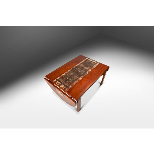 Wood Restored Danish Modern Expansion Dropleaf Dining Table in Teak W/ Tile Inlay by Ox Art for Ansager Møbler, Denmark, C. 1977 For Sale - Image 7 of 18