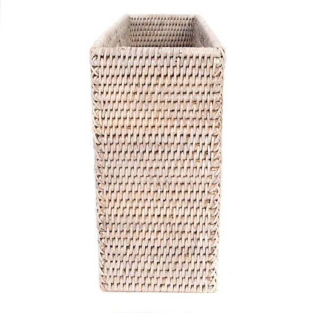 2020s Artifacts Rattan Rectangular Magazine Holder in White Wash - 16" For Sale - Image 5 of 9