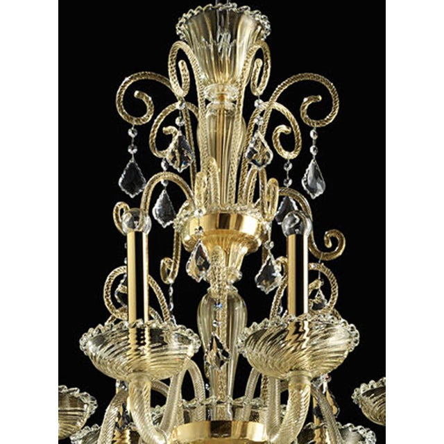 Glass Imperial Gold "Curls" Murano Glass Venetian Chandelier For Sale - Image 7 of 8