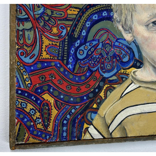 Red Mid-Century Modern Portrait of the Artist's Son by Philip Behymer (1936–2013) For Sale - Image 8 of 14
