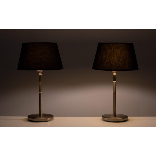 Two Tone Brass Aluminum Table Lamps, Germany, 1980s, Set of 2 For Sale - Image 6 of 9