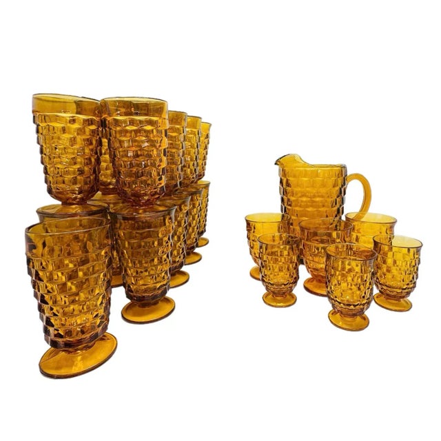 Vintage 24 Piece Collection Indiana Glass Whitehall Amber For Sale In Tampa - Image 6 of 10