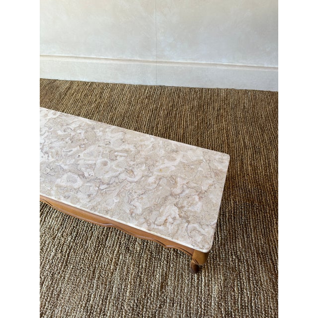 1950s French Provincial Marble and Carved Maple Coffee Table For Sale - Image 10 of 14