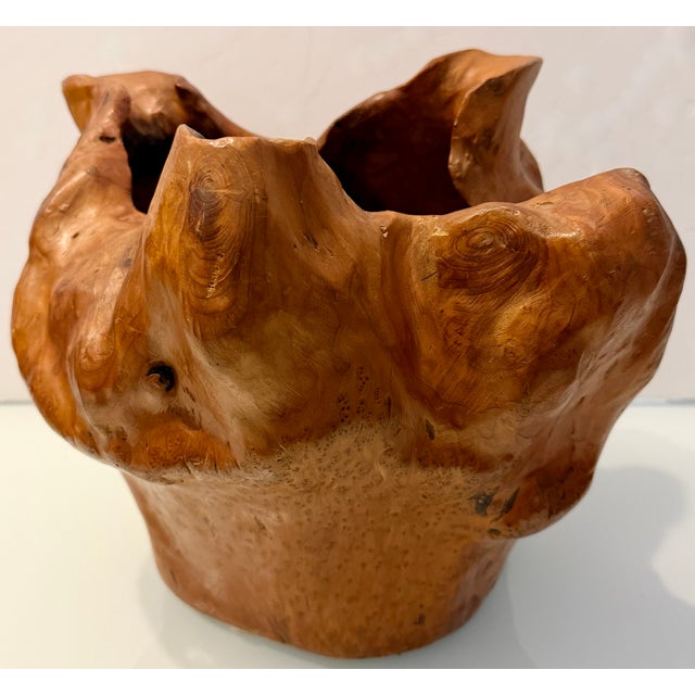 Vintage Hand-Carved Burl Wood Sculptural Bowl For Sale - Image 4 of 13