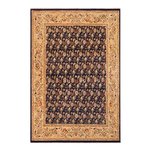 Classic Ziegler Blue Beige Hand-Knotted Wool Rug - 8'0'' X 9'9'' For Sale