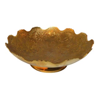 Vintage Mid 20th Century Indian Brass Bowl For Sale