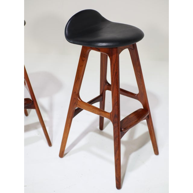 Erik Buch Vintage OD61 Bar Stools by Erik Buch for Oddense Maskinsnedkeri, 1960s, Set of 2 For Sale - Image 4 of 16