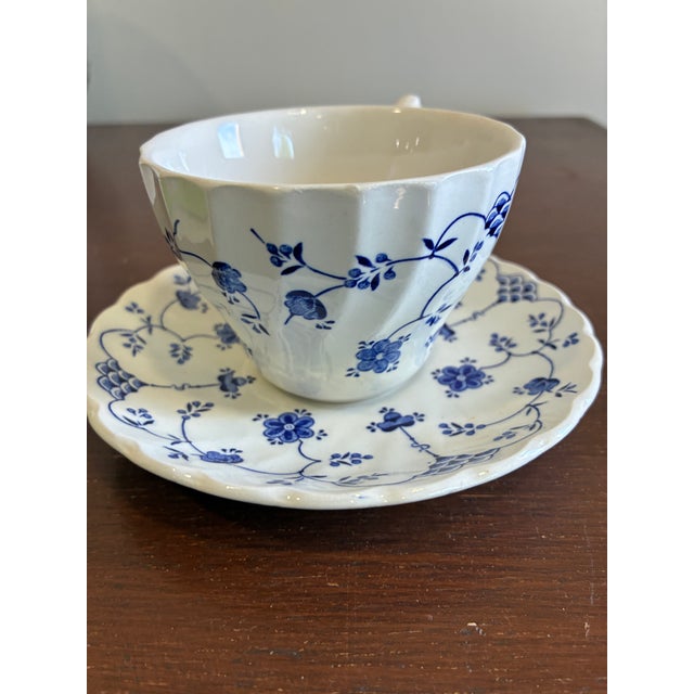 Myott Son & Co. Late 20th Century Myott Finlandia Blue & White Teacup and Saucer For Sale - Image 4 of 10