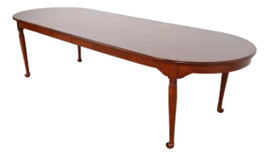Henkel Harris Style Queen Anne Solid Cherry Wood Extension Dining Table, Newly Refinished