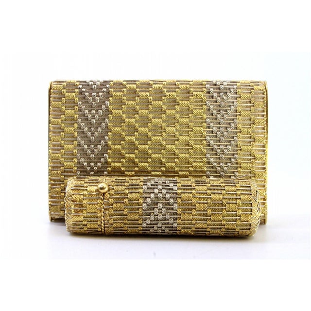 2-Tone Gold Toiletry Box and Lipstick with Mirror and Powder Container by Bucheron For Sale - Image 9 of 16