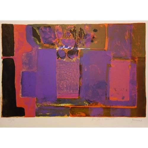 Paul Guiramand (1926 - 2007) Still life with bouquet Original lithograph On Arches Vellum of 53 x 76 cm Hand signed...