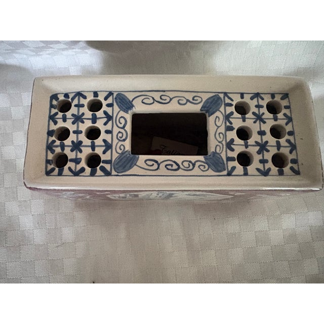 Delft Traditional Dutch Delft Rectangular Plant Flowers Frog For Sale - Image 4 of 11