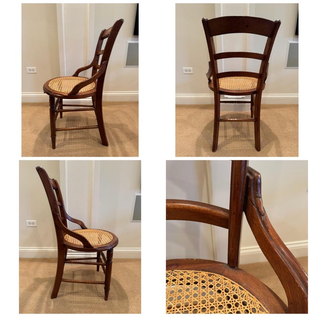 Vintage Victorian Style Mahogany and Cane Side Chairs - Set of 4 For Sale - Image 12 of 17