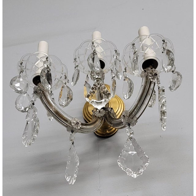 1960s 1960s Maria Theresa 3 Light Crystal Sconce For Sale - Image 5 of 6