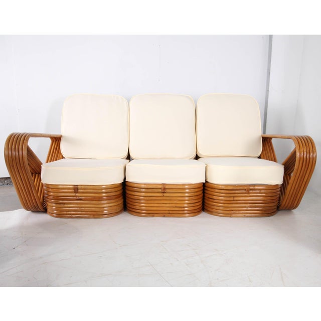 Light Yellow Rattan Living Room by Paul Frankl, 1970s, Set of 4 For Sale - Image 8 of 18