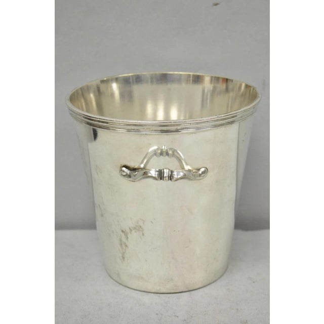 Silver Vintage Orfèvrerie De France Mid Century Modern Silver Plated Champagne Bucket For Sale - Image 8 of 18