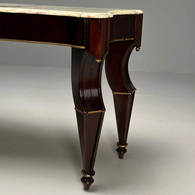 French Mahogany and Parcel Gilt Onyx Marble Top Console Table by Maison Jansen For Sale - Image 9 of 12