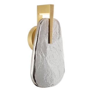 Zelda Brass & Smoke Glass Wall Sconce For Sale