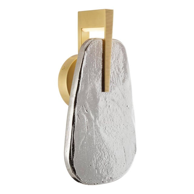 Zelda Brass & Smoke Glass Wall Sconce For Sale