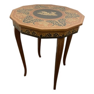 1960s Italian Marquetry Music Box Table For Sale
