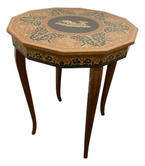 1960s Italian Marquetry Music Box Table