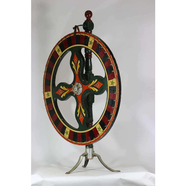 Wood Vintage Americana Floor Model Arcade Wheel, "The Green Star," on Stand For Sale - Image 7 of 8