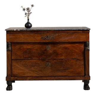 Antique French Empire Chest of Drawers With Marble Top, Circa 1820 For Sale